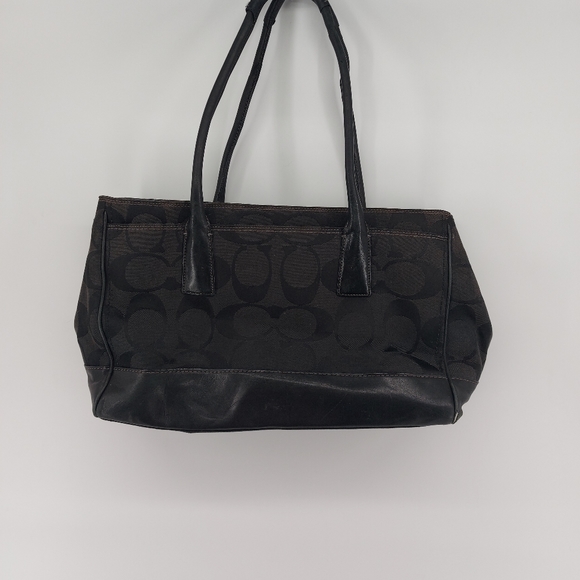 Coach 11559 Madeline Large Black Canvas Leather Shoulder Bag - Picture 5 of 9